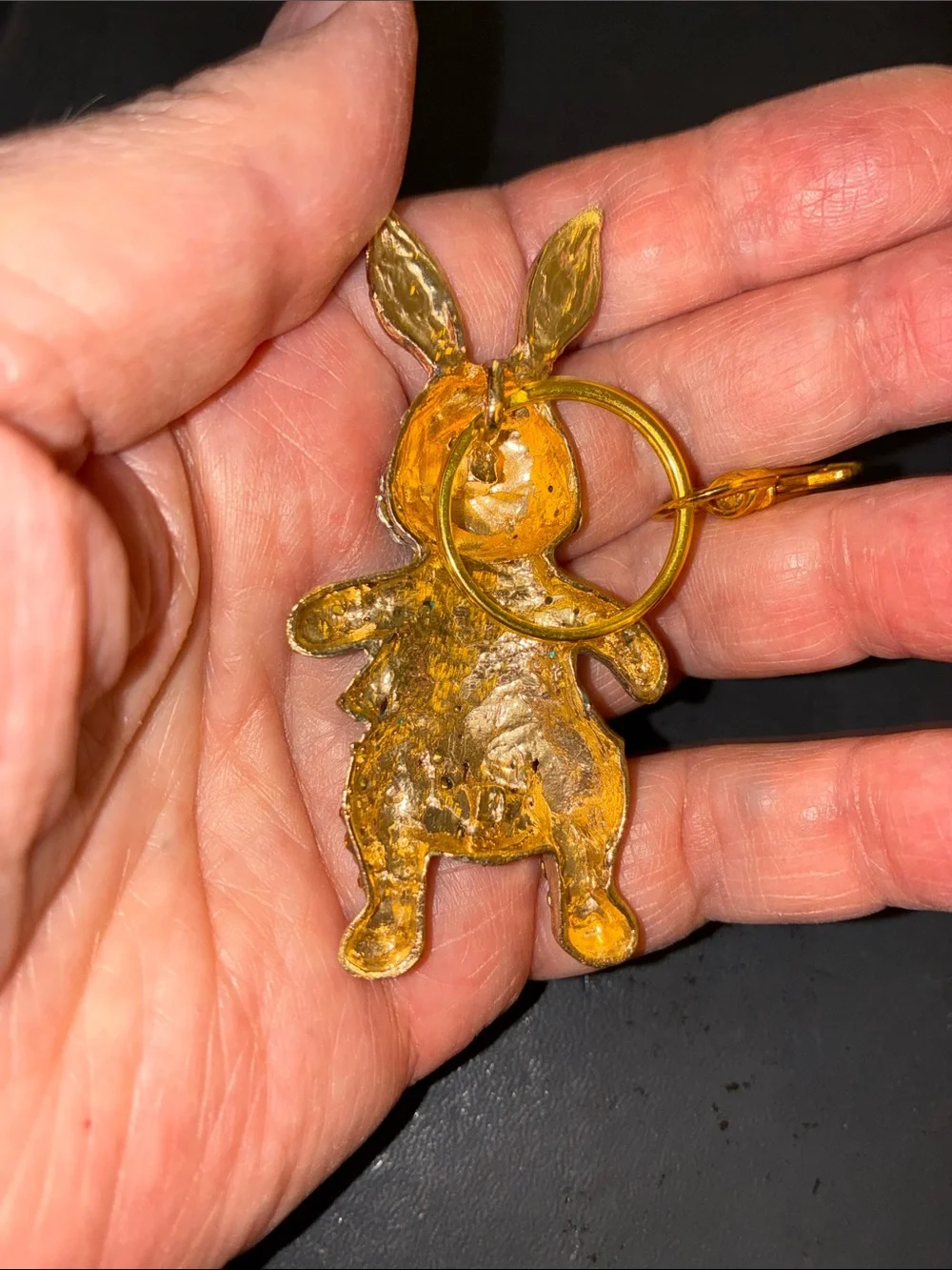 Gold Bunny Crystal Keychain